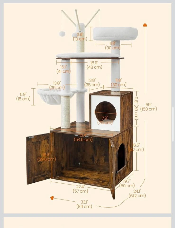 Cat Tree with Litter Box Enclosure — 59” Tall - photo 2