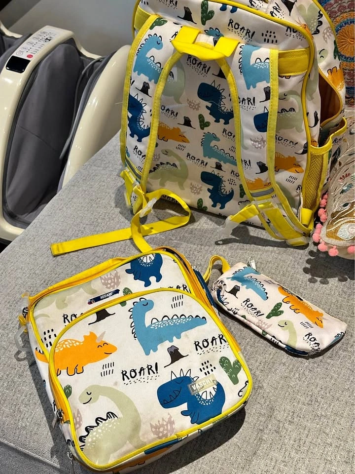 Kids backpack with pencil and lunch box