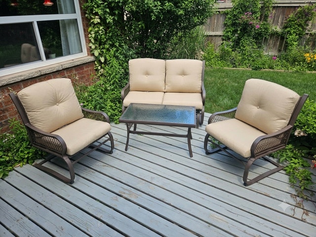 4-Piece Outdoor Patio Conversation Set with Premium Cushions