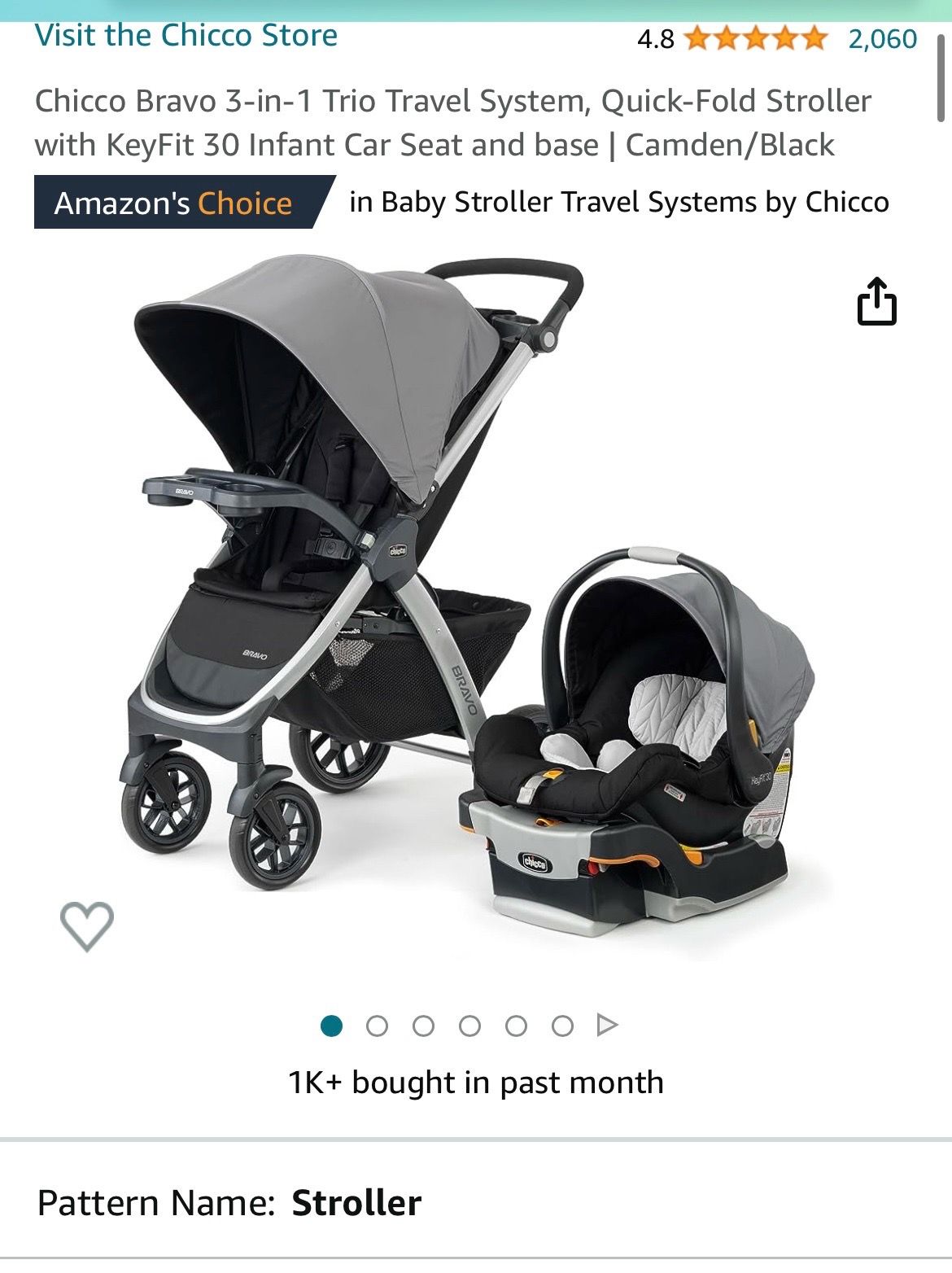 Chicco Bravo 3-in-1 Trio Travel System - Camden/Black