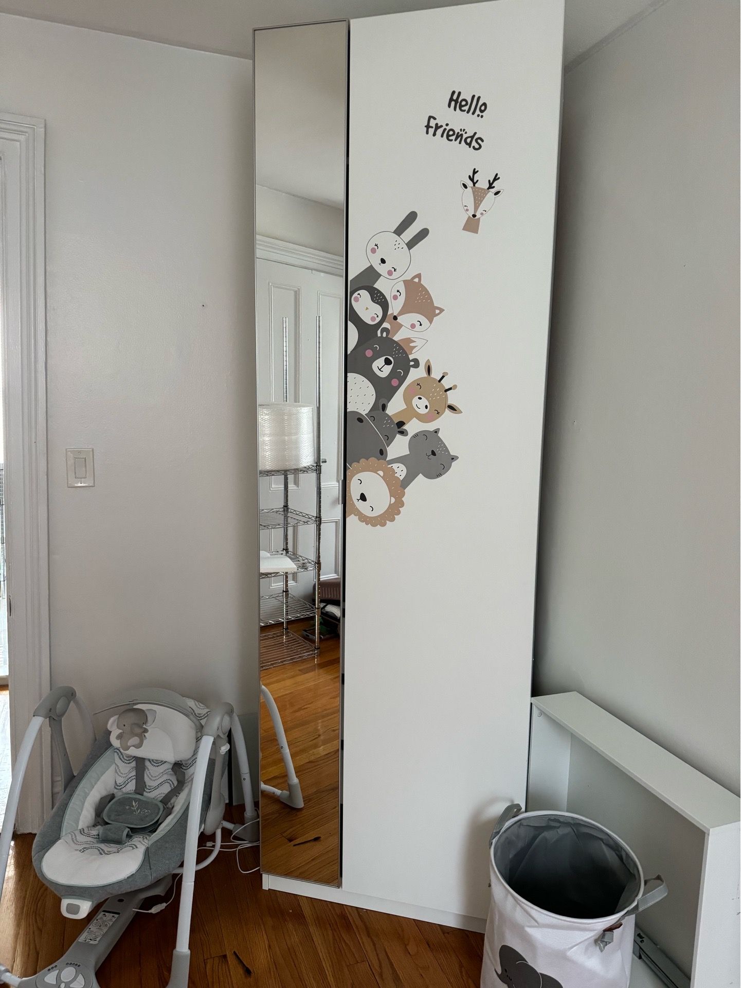 IKEA closet with 3 drawers and mirror