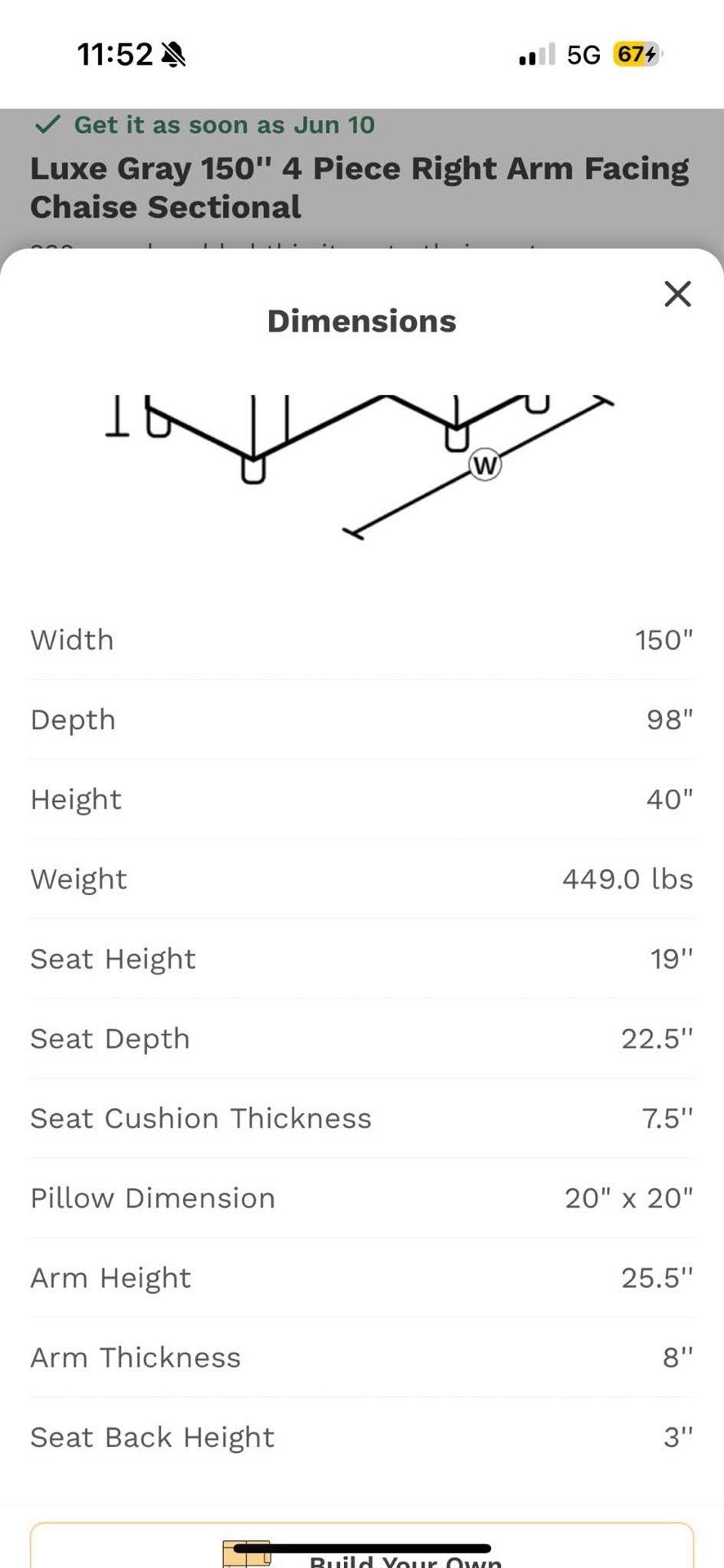 U shape sofa gray BOB furniture - photo 2