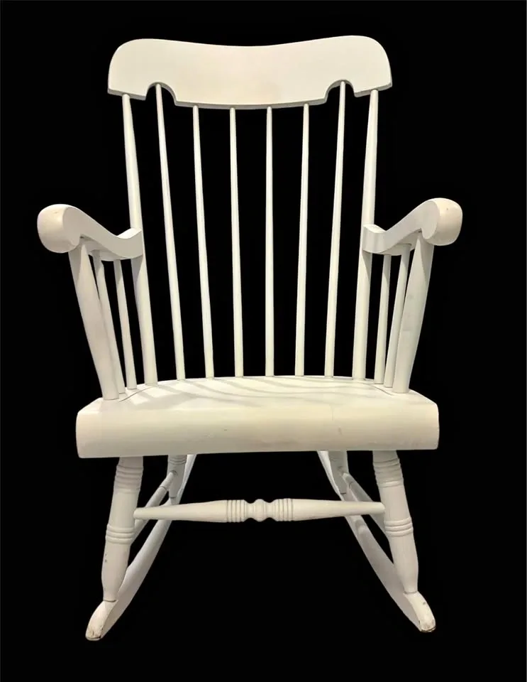 Sturdy White Windsor Style Wooden Rocking Chair