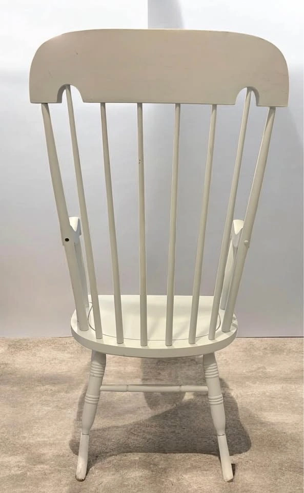 Sturdy White Windsor Style Wooden Rocking Chair - photo 2