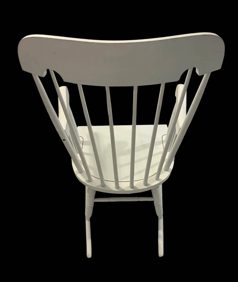Sturdy White Windsor Style Wooden Rocking Chair - photo 3