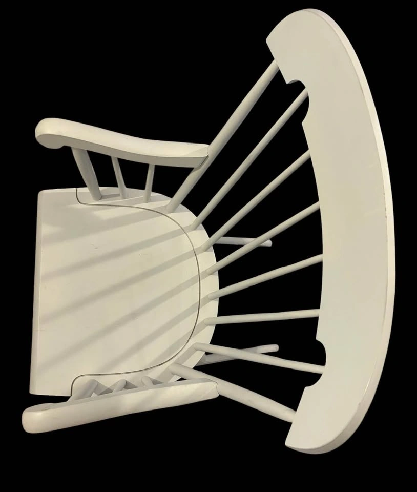 Sturdy White Windsor Style Wooden Rocking Chair - photo 4