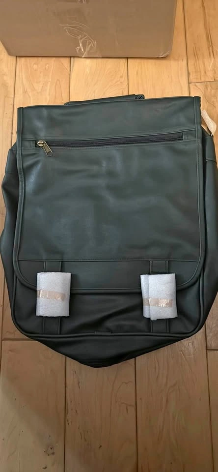 Brand new green leather acro laptop bag