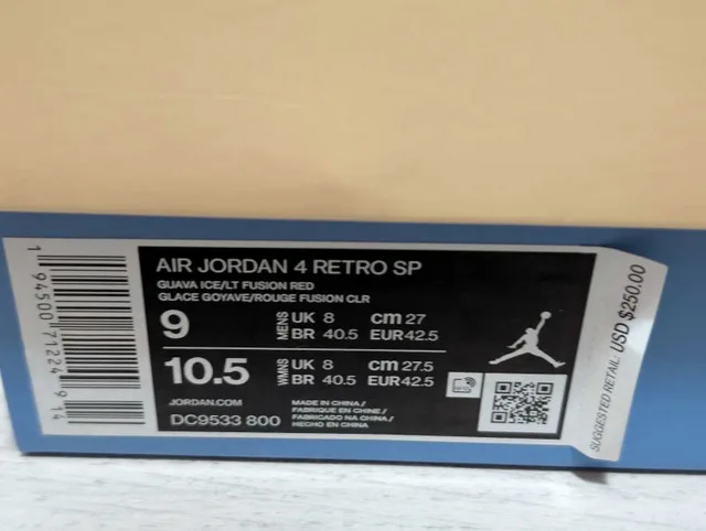 DS Air Jordan x Union Guava 4 - Size 9 image indicator(6)