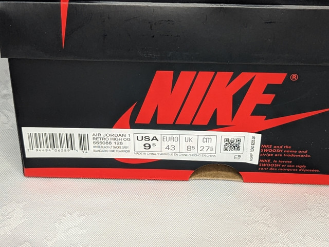 DS Air Jordan "Smoke Grey" 1 High OG - Size 9.5 - photo 4
