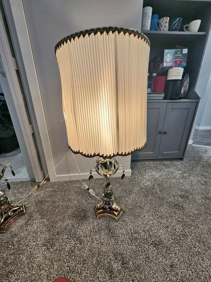 Lamps Matching Pair (Art Nouveau Style Crystal Lamps)