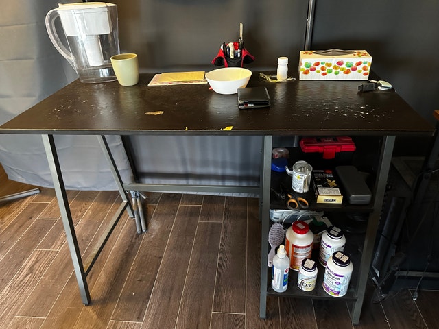 Industrial Style Desk with Side Shelves