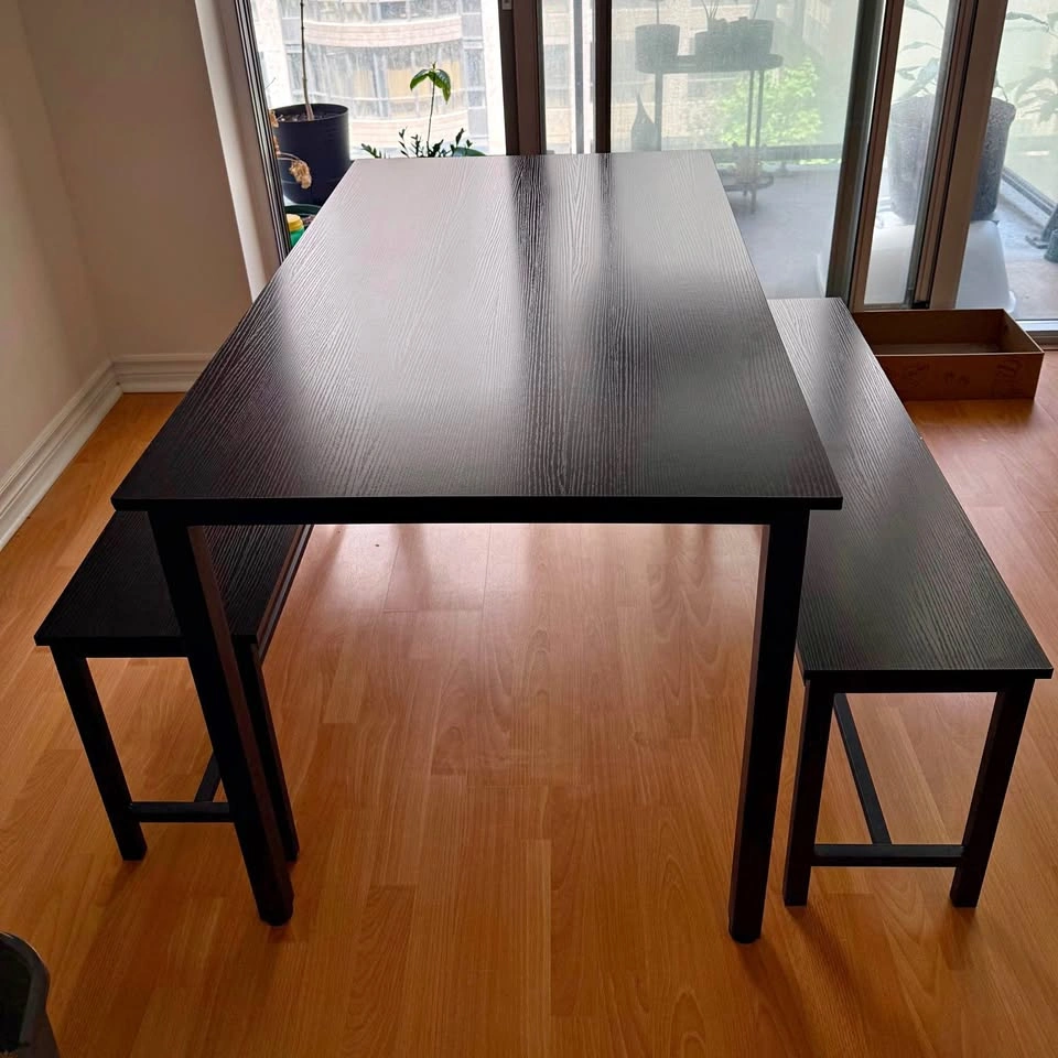 Black Dining Table with Benches