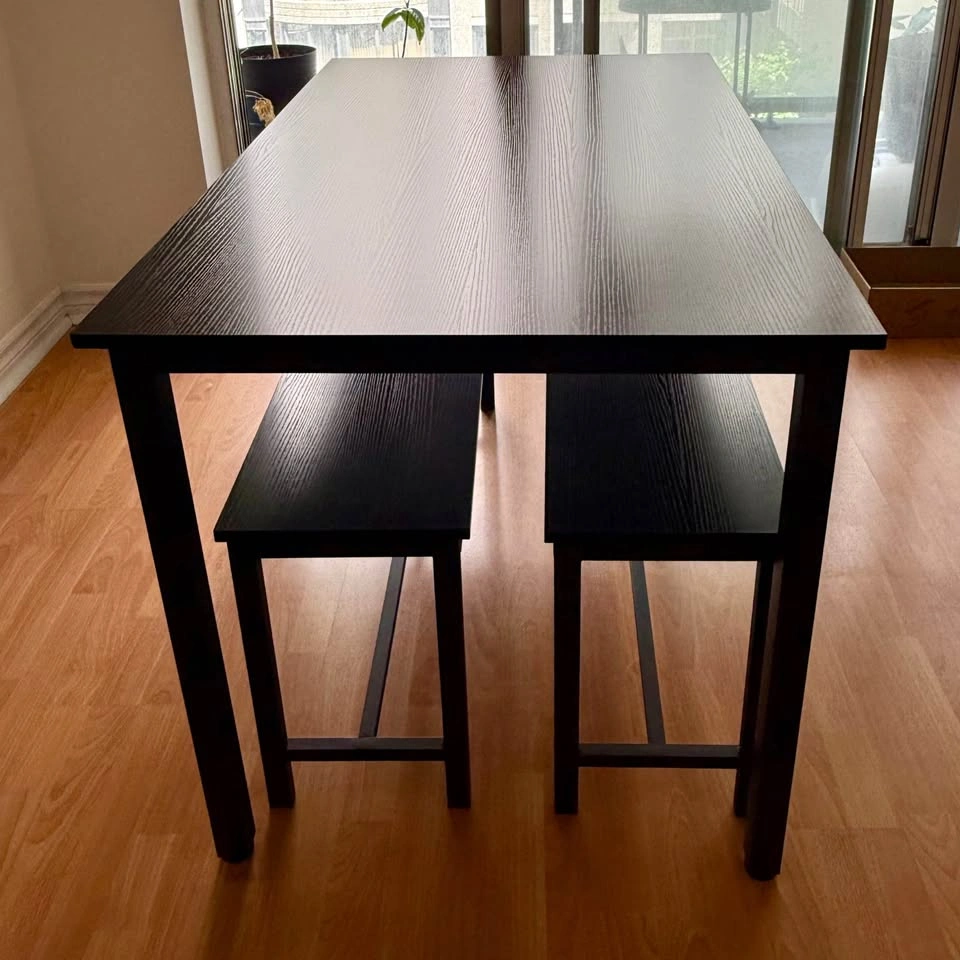 Black Dining Table with Benches - photo 2