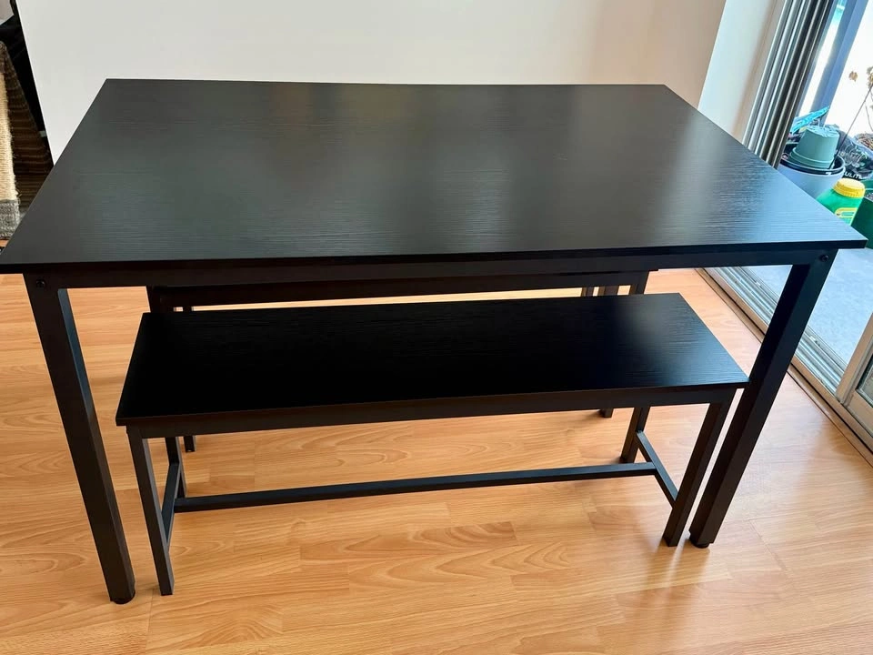 Black Dining Table with Benches - photo 3