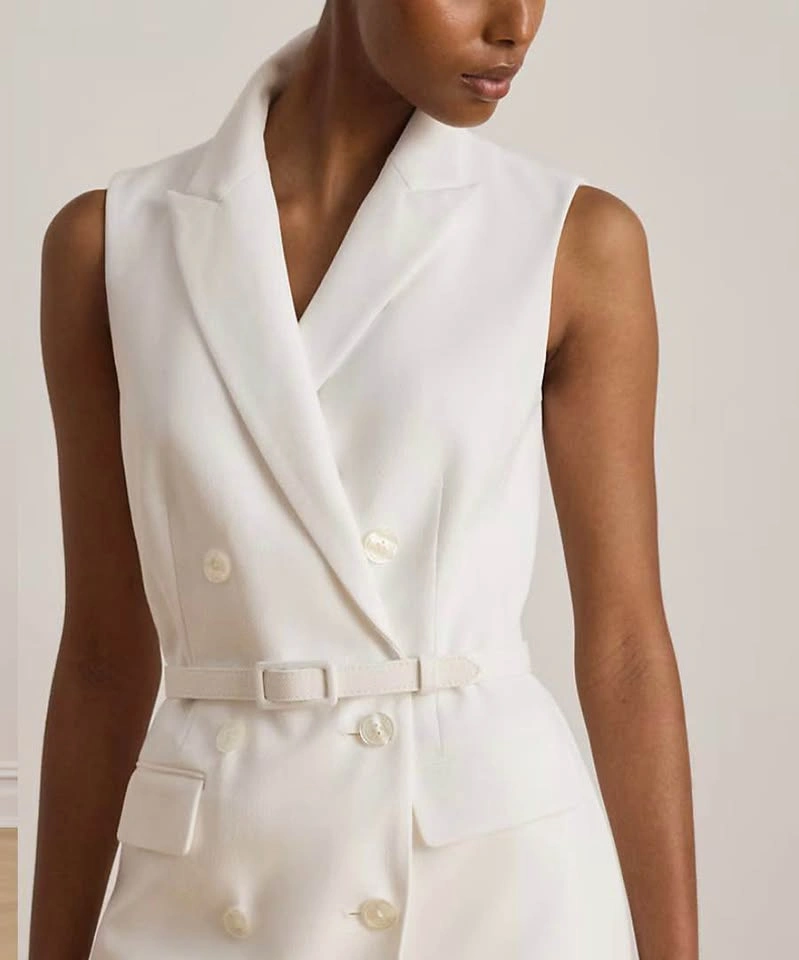 Lauren Double-Breasted Piqué Sleeveless Romper - photo 4