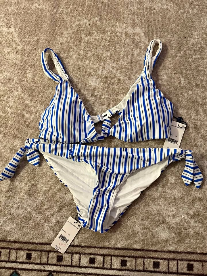 Ralph Lauren blue white striped bikini set brand new with tags