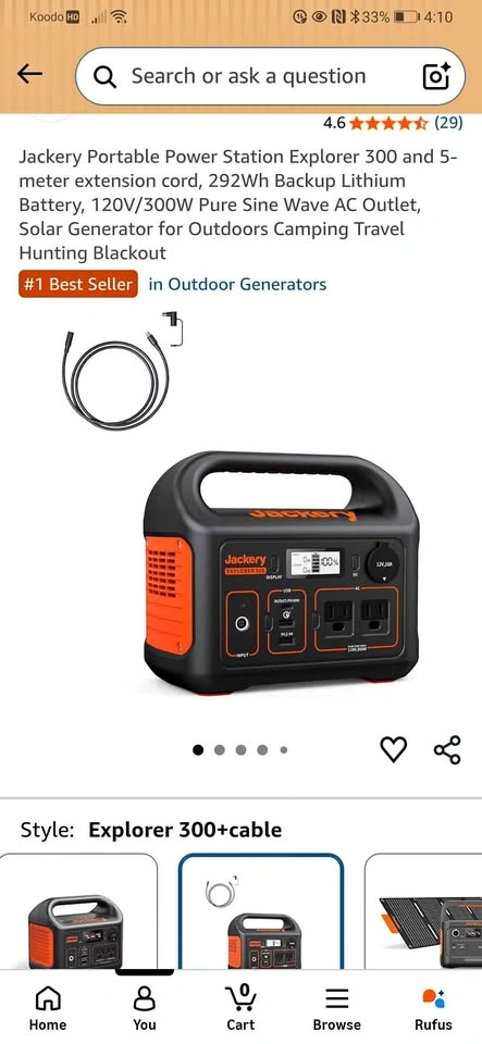Jackery 300 Portable Power Station and Grecell 100W Solar Panel