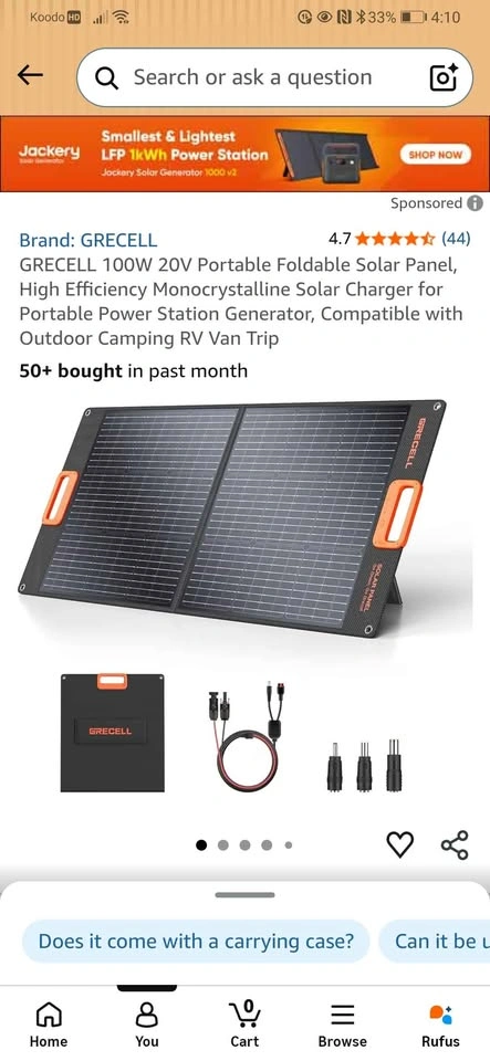 Jackery 300 Portable Power Station and Grecell 100W Solar Panel - photo 2