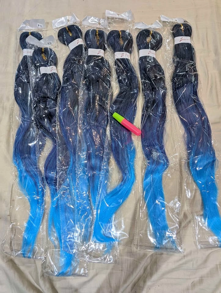 Pre-stretched Braiding Hair - 7 Packs Blue Ombre 26 inches