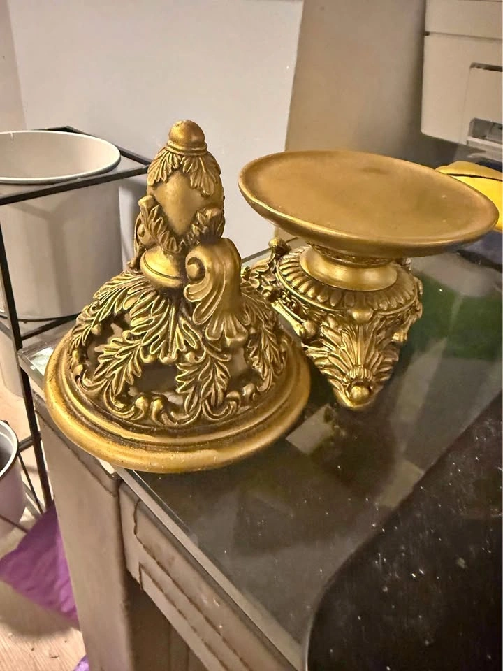 Elegant Gold Metal Candle Holder with Cover