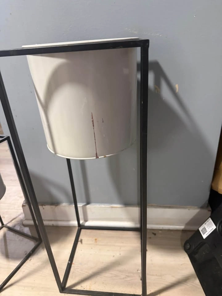 2 Modern Metal Plant Stand with White Pot – Indoor Planter Holde - photo 2