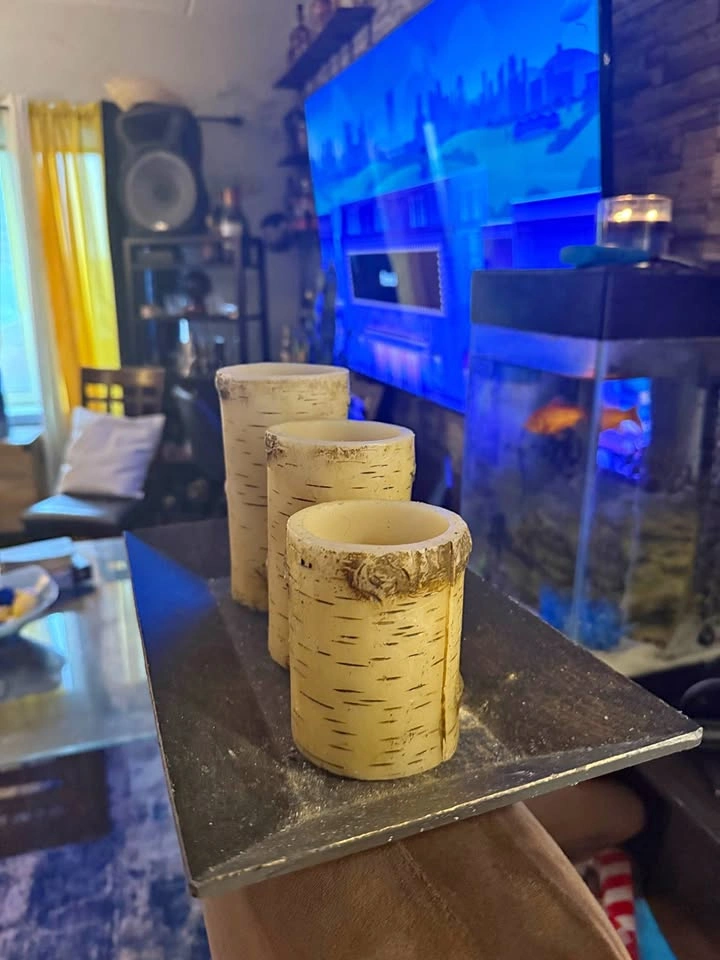 Set of 3 Birch Bark Decorative Candle Holders – Rustic Farmhouse