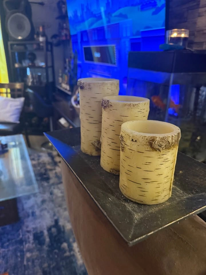 Set of 3 Birch Bark Decorative Candle Holders – Rustic Farmhouse - photo 2