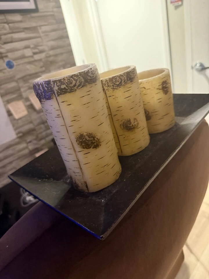 Set of 3 Birch Bark Decorative Candle Holders – Rustic Farmhouse - photo 3