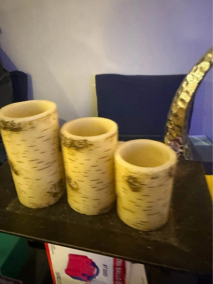 Set of 3 Birch Bark Decorative Candle Holders – Rustic Farmhouse - photo 5