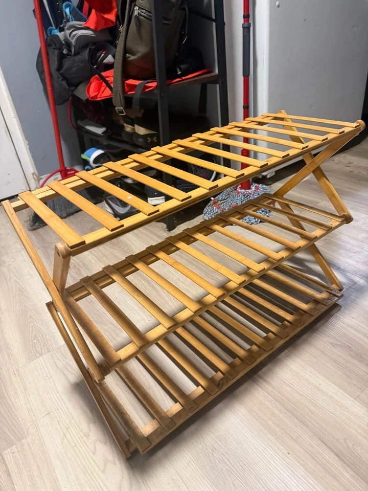 Foldable Bamboo Shoe Rack Organizer – 3 Tier Wooden Storage Shel - photo 2