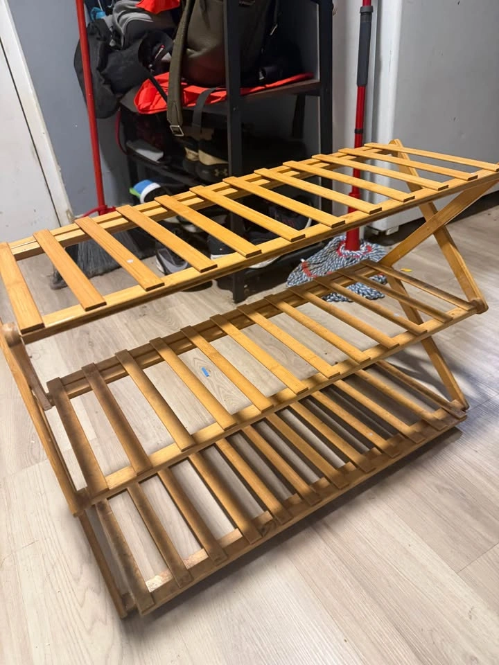 Foldable Bamboo Shoe Rack Organizer – 3 Tier Wooden Storage Shel - photo 4