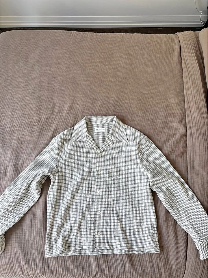 Zara Boxy Cropped Camp Collar Longsleeve