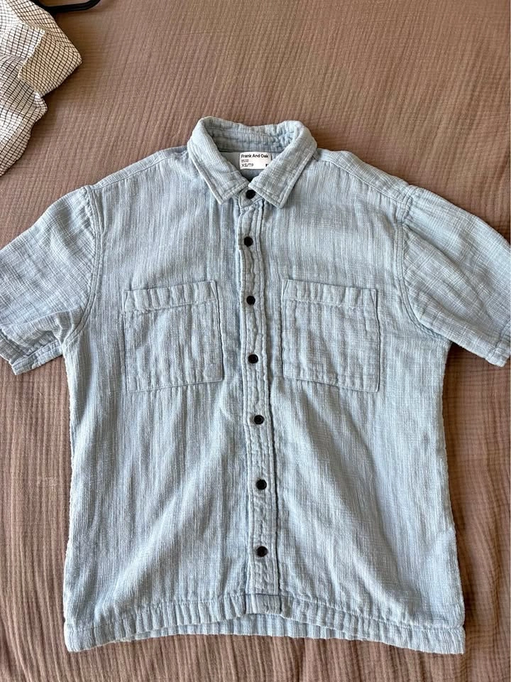 Frank and Oak Short Sleeve cropped Button Up