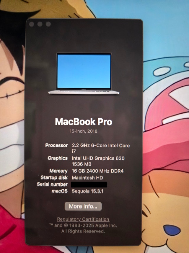 Apple MacBook Pro 15" (2018) A1990 | i7 | 16GB RAM | 256GB SSD - photo 5