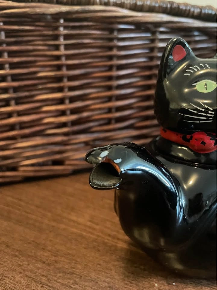 Vintage Shafford Black Cat Teapot - As Is - photo 4