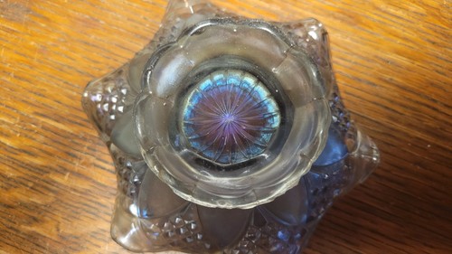 Vintage Carnival Glass Small Bowl Iridescent Diamond Pattern - photo 3