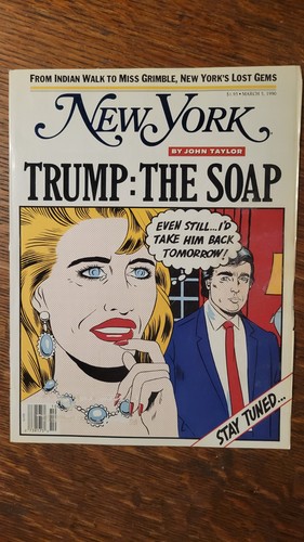DONALD TRUMP NEW YORK MAGAZINE 1990 COVER ONLY GREAT FOR FRAMING