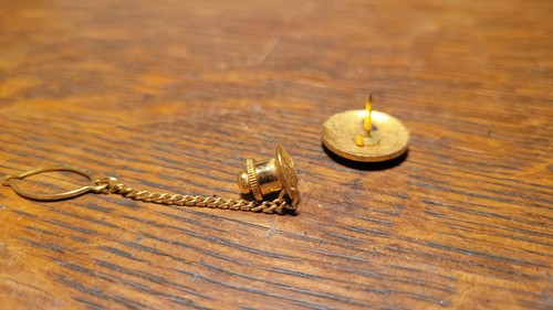 Vintage Cloisonné Cufflinks and Tie Tack Set – Blue Enamel - photo 5
