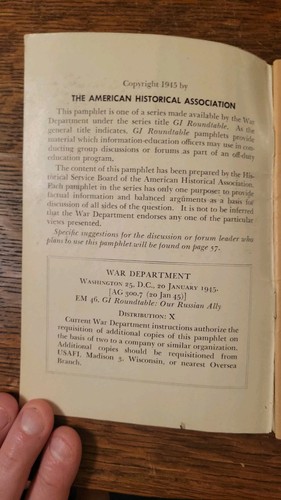 1945 WWII GI Roundtable Pamphlet EM 46: Our Russian Ally - photo 3