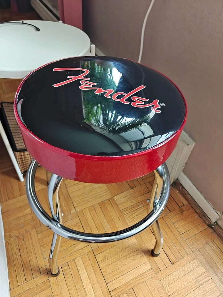 Fender Red Sparkle Logo Barstool - 24''