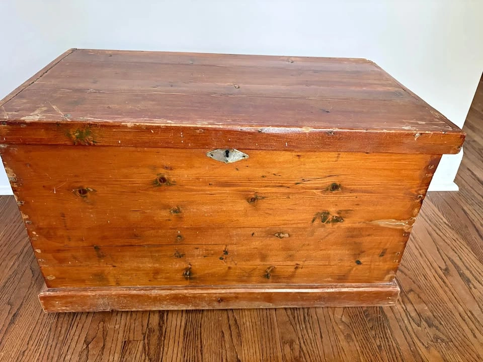 Antique wood blanket box