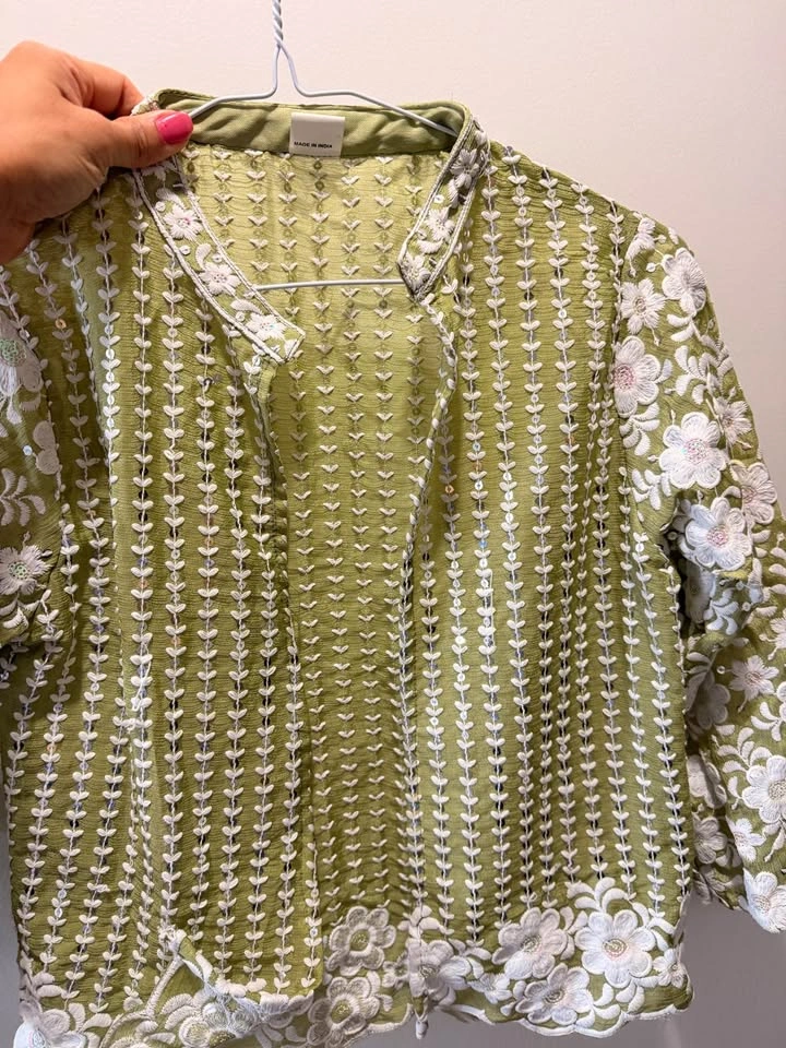 Three piece Green Embroidered Sequin Indian Outfit (Teen S/M) - photo 5