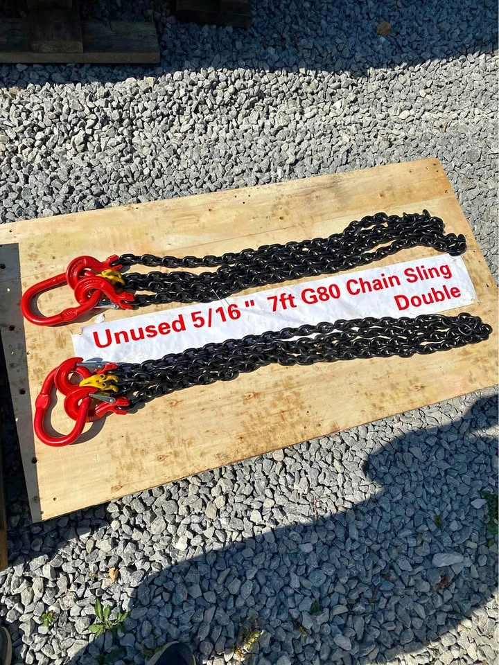 2 Double leg Chain slings G80 7’ length 5/16” chain