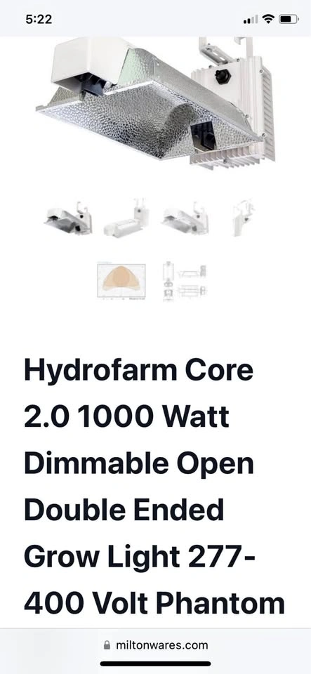 Hydrofarm 2.0 dimmable light 8 available