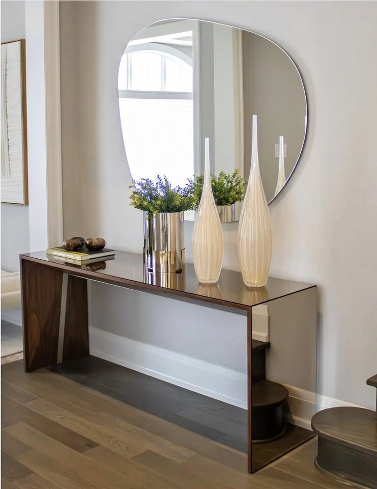 Mirrored Console Table – Bronze Mirror & Solid Walnut