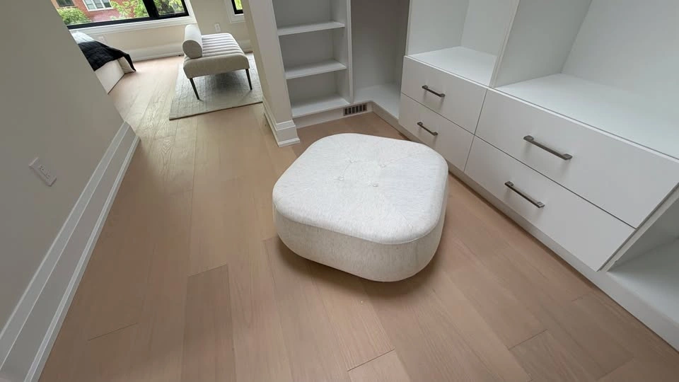 Large Upholstered Ottoman – Ivory Linen – 30” - Today $550 - photo 2