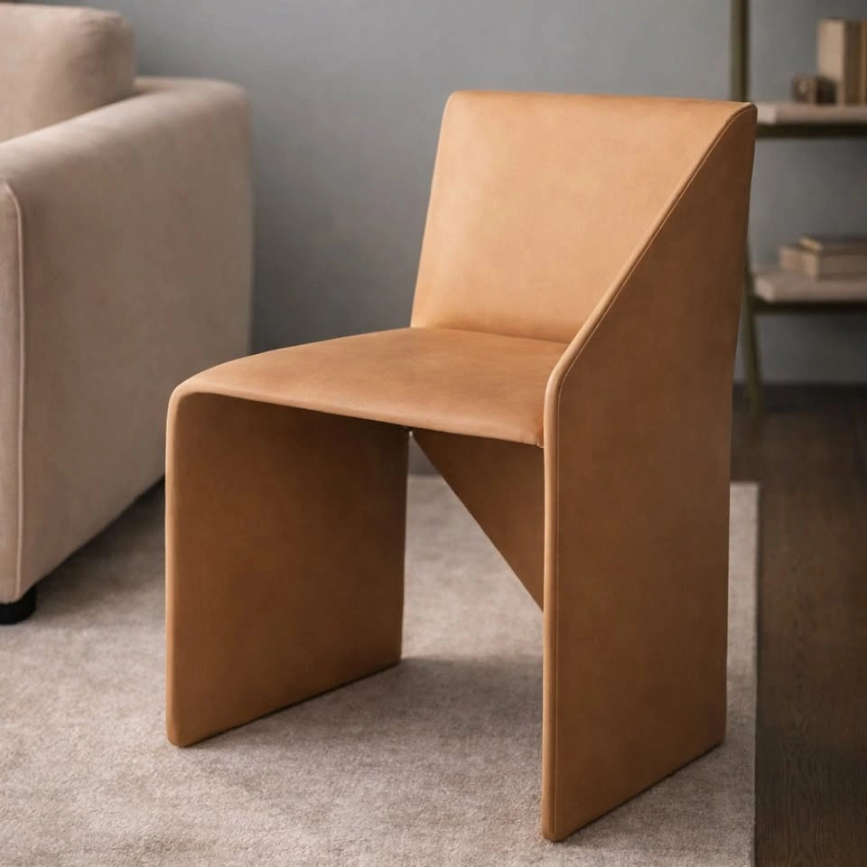 Designer Leather Accent Chair – Camel – Showroom Sample - photo 2