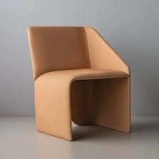 Designer Leather Accent Chair – Camel – Showroom Sample - photo 5