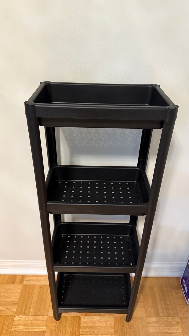 Black Plastic 4-Tier Storage Shelving Unit - photo 2