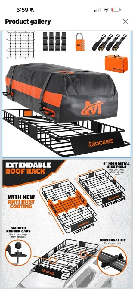 Mockins Extendable Roof Rack with Cargo Bag - photo 2